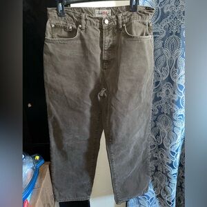 Stussy Olive Straight Denim Jeans Men's Vintage Cotton Logo Accents Pockets 30